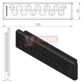 KEL-DP-E 86/13 (plech tl. 1,5-2,5mm) membránová průchodka, černá, IP64, vnější 102x25mm, výřez 85x18mm, vstup kabelů 11x max.8,3mm/2x max.6,5mm (50581)