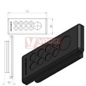 KEL-DP-E 46/9 (plech tl. 1,5-2,5mm) membránová průchodka, černá, IP64, vnější 62x25mm, výřez 46x18mm, vstup kabelů 8x max.6,5mm/1x max.12,1mm (50587)