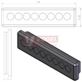 KEL-DP-S 69/8 (plech tl. 1,5-2,5mm) membránová průchodka, černá, IP64, vnější 78x19,5mm, výřez 69x10xR2mm, vstup kabelů 8x max.7,5m (50591)