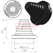 KEL-DPF 50/22-36 pyramidová průchodka s maticí, černá, IP68, vnější pr.64mm, výřez pr.M50x1,5mm, rozsah průměrů kabelů 22-36mm (50655)