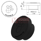 KEL-DPZ 32/4 kulatá membránová průchodka s maticí, černá, IP68, vnější pr.44mm, výška 8mm, výřez závit M32x1,5, vstup kabelů 3x3,2-6,5mm, 1x7,2-12,5mm (50732)