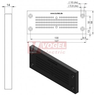 KEL-DPZ 24/121 membránová průchodka, černá, IP66, vnější 147x58x14mm, výřez 112x36mm, vstupy kabelů 119x1,5-2,6mm, 2x2,5-5mm (50735)