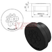 KEL-DPZ 40/8 kulatá membránová průchodka s maticí, černá, IP68, vnější pr.52mm, výška 8mm, výřez závit M40x1,5 vstup kabelů 4x3,2-6,5mm, 4x 5-10,2mm (50741)