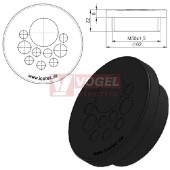 KEL-DPZ 50/10 kulatá membránová průchodka s maticí, černá, IP68, vnější pr.62mm, výška 8mm, výřez závit M50x1,5, vstup kabelů 7x3,2-6,5mm, 2x5-10,2mm, 1x16-22,2mm  (50751)