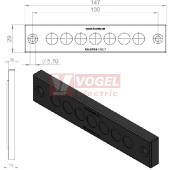 KEL-DPZ-E 112/7 membránová průchodka, černá, IP66, vnější 147x29x14mm, výřez 112x18mm, vstupy kabelů 7x7,5-12mm (50780)