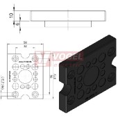 KEL-DPZ B13 membránová průchodka, černá, IP66, vnější 72,8x58x10mm, výřez 46x46mm, vstupy kabelů 8x3,2-6,5mm, 4x5-10,2mm, 1x16-22mm (50794)