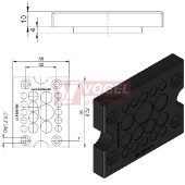 KEL-DPZ B17 membránová průchodka, černá, IP66, vnější 72,8x58x10mm, výřez 46x46mm, vstupy kabelů 10x3,2-6,5mm, 4x5-10,2mm, 2x7,5-12mm, 1x9-16,2mm (50796)