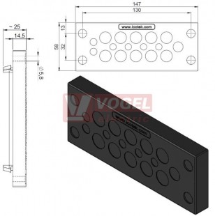 KEL-DPU 24/17 membránová průchodka, černá, IP68, vstupy kabelů  4x3,2-6,3mm, 2x4-7,5mm, 1x5,5-10,5mm, 10x8-12,5mm (50934)