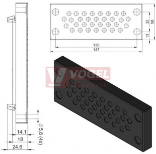 KEL-DPU 24/32 membránová průchodka, černá, IP68, vstupy kabelů 32x3,2-6,3mm (50942)