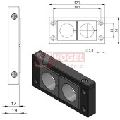 KEL-U 16/2 průchodkový rámeček, černý, IP54,2x velká vložka (vložky se objednávají samostatně) (54162)