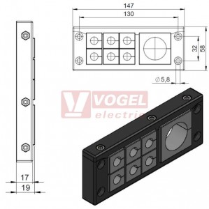 KEL-U 24/7 průchodkový rámeček, černý, IP54, 6x malá a 1x velká vložka (vložky se objednávají samostatně) (54247)