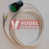 HIS-06-N G 24DC K 2m Signálka zelená 24VDC, do otvoru pr.22mm, rovnoměrný svit, nízký kryt, vývod flexibilním kabelem 2m / 2x0,5mm2, barva žil HN a MO, volné konce žil v délce 5cm, kvalitní LED s dlouhou životností