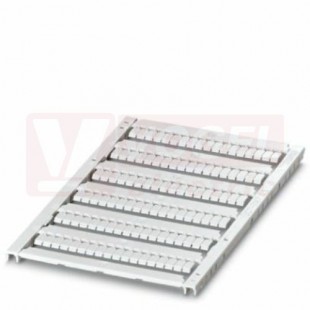 UCT-TMF 3,5 štítek pro značení svorek, bez potisku, bílé, montáž aretací, š 3,5mm, popis.pole 2,7x4,7mm, (1 karta = 108ks) (1 balení = 10 karet) (0829486)