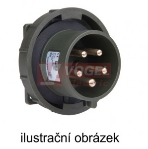 Přívodka vestavná 3P  16A 230V IP67 6h PCE 6132-6x, Twist šroubová, přímá, MIDNIGHT