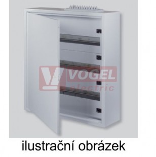 Rozvodnice  72M IP30 3ř RZB-N-3S72 rozvodnice pro nástěnnou montáž, neprůhledné dveře, počet řad 3, počet modulů v řadě 24, krytí IP30, PE+N, barva RAL9003, materiál : ocel-plech