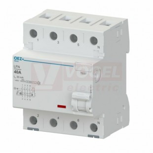 Chránič 3P+N  40A  30mA, typ A-G, (LFN-80-4-030A-G) 10kA, Nová Minia