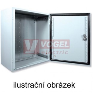 NP66-0504021 Nástěnná rozváděčová skříň krytí IP66, RAL 7035, vnitřní použití, jednokřídlové dveře, V x Š x H 500 x 400 x 210, montážní panel (44044)