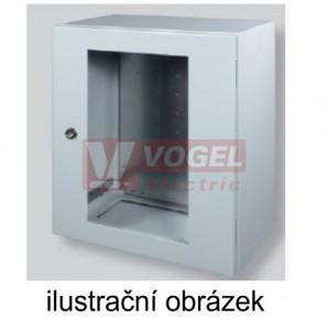 NP66-0303021-WG krytí IP66, RAL 7035, vnitřní použití, jednokřídlé dveře, V x Š x H 300 x 300 x 210, montážní panel, prosklení bezpečnostním sklem max.