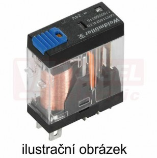 DRI314012LTD relé paticové 12V DC, 1 přepínací kontakt, 10A/250V AgSnO, LED indikace zelená, test. tlač. ANO, ochranná dioda ANO, š=13mm (7760056314)