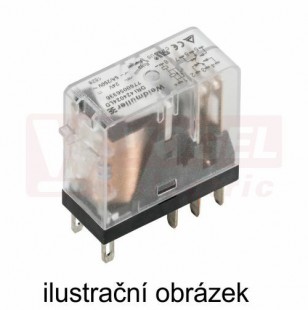 DRI424048L relé paticové 48V DC, 2 přepínací kontakty, 5A/250V AgSnO, LED indikace zelená, test. tlač. NE, ochraná dioda NE, š=13mm (7760056330)