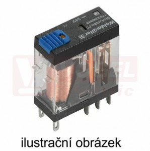 DRI424012LTD relé paticové 12V DC, 2 přepínací kontakty, 5A/250V AgSnO, LED indikace zelená, test. tlač. ANO, ochraná dioda ANO, š=13mm (7760056339)