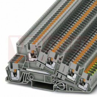 PTI 2,5-PE/L/L svorka instalační, 3-patrová, PUSH-IN, 30A, barva šedá, horní patro šedé, š=5,2mm, 2/2+PE (3213949)