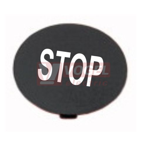 M22-XDP-S-GB0 Tlačítková výplň do hřibového tlačítka, STOPP, černá (218282)