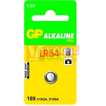 Baterie 1,50 V knofl. LR54 fl. Alkalická, 44mAh 189/AG10/LR1130/V10GA, GP blistr/10ks (B1389)