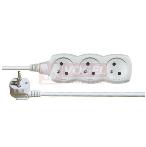 Prodlužovák 3 zás. 10m EMOS (P0310) bílý 250VAC/10A, kabel PVC 3x1,0mm2, dětské clonky, 2x otvor pro montáž na zeď