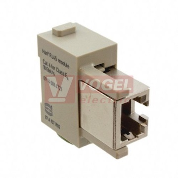 09140014721 Han modul, Han RJ45, vložka konektoru k patch kabelům, Z, 8pin 1A/50V, Cat.6A, polykarbonát (PC), zinkový tlakový odlitek, niklovaný, RAL 7032 (oblázkově šedá)