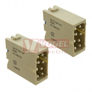 09140082634 Han EE Quick-Lock module, vložka konektoru, V, 8pin 16A/400V, 0,25-1,5mm2, polykarbonát, RAL7032, (pro laněné vodiče bez použití dutinky)