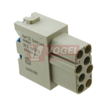 09140082733 Han EE Quick-Lock module, vložka konektoru, Z, 8pin 16A/400V, 0,5-2,5mm2, polykarbonát, RAL7032, (pro laněné vodiče bez použití dutinky)