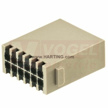 09140122634 Han Modul Han DD module, vložka konektoru, V, 12pin 10A/250V, Quick lock (pro laněné vodiče bez použití dutinky), 0,25-1,5mm2, pozlacené