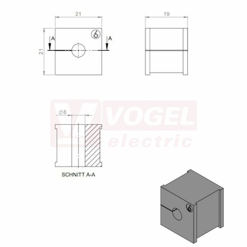 KT 6 CR průchodková vložka, malá, šedá RAL7035, dx21mm, šx21mm, vx19mm, instal.v x2mm, pro kulatý kabel, pr.kabelu 1x 6-7mm, IP68 (ISO 14644-1) (41206.601)