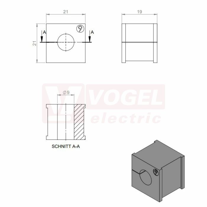 KT 9 CR gy průchodková vložka, malá, šedá RAL7035, dx21mm, šx21mm, vx19mm, instal.v x2mm, pro kulatý kabel, pr.kabelu 1x 9-10mm, IP68 (ISO 14644-1) (41209.601)