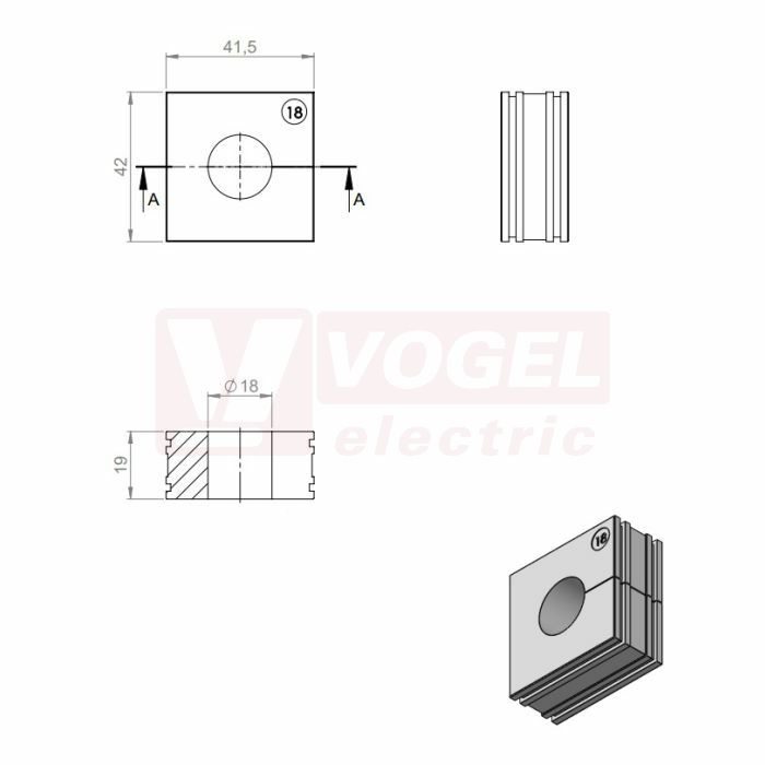 KT 18 CR gy průchodková vložka, velká, šedá RAL7035, dx41,5mm, šx42mm, vx19mm, montážní výška 2mm, pro kulatý kabel, pr.kabelu 1x 18-19mm, IP68 (ISO 14644-1) (41218.601)