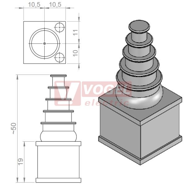 KT-DPF-A průchodková vložka pyramidová, malá, šedá, rozsah průměrů 3-12mm (41260)