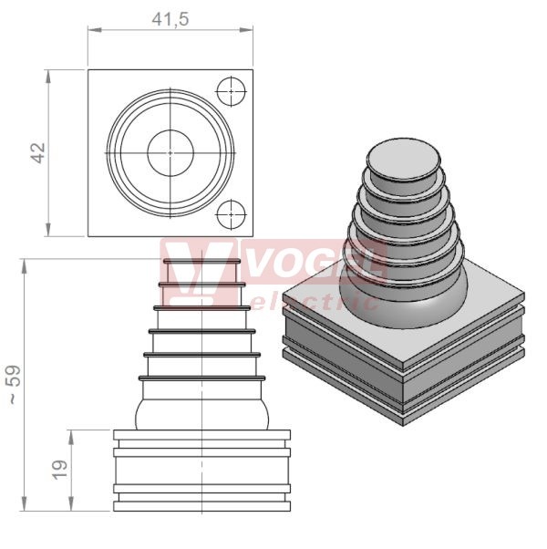 KT-DPF-C průchodková vložka pyramidová, velká, šedá (41262)