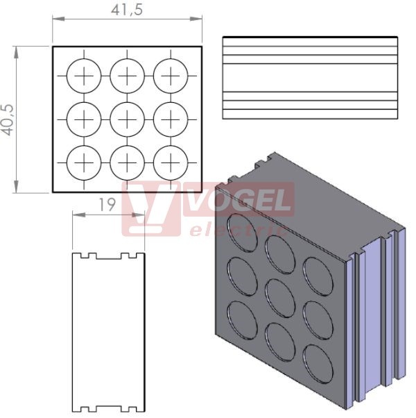 KT-DT4 průchodková vložka membránová propichovací 9x pr.9,5mm, velká, šedá, IP54 (41530)