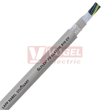 Ölflex Classic FD 810 CY 18G 0,5 kabel stíněný, vysoce flexibilní, šedý vnější plášť z PVC, do energetických řetězů, černé čísl.žíly se zl/žl (0026206)