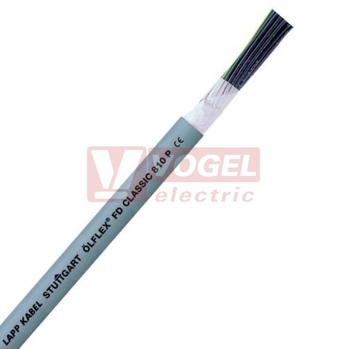 Ölflex Classic FD 810 P 300/500V 3G 1,0 kabel ovládací, vysoce flexibilní, do energet.řetězů, odolný proti olejům a mech.poškození, šedý vnější plášť z PUR, černé čísl.žíly se zl/žl (0026331)