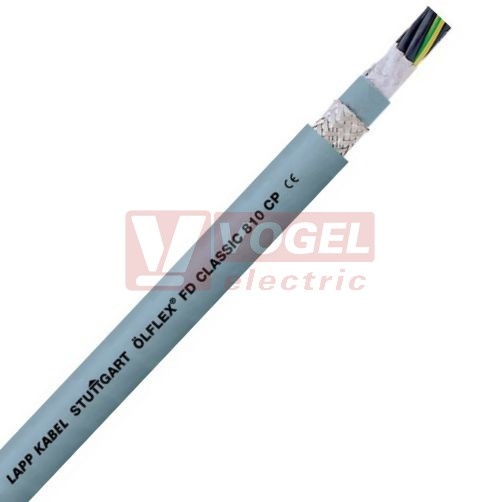 Ölflex Classic FD 810 CP 300/500V 5G 1,5 stíněný kabel ovládací, vysoce flexibilní, do energet.řetězů, odolný proti olejům a mech.poškození, šedý vnější plášť z PUR, černé čísl.žíly se zl/žl (0026452)
