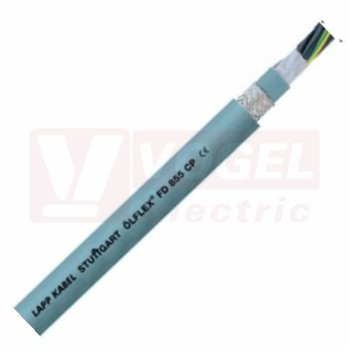 Ölflex FD 855 CP 300/500V 4G 2,5 stíněný bezhalogenový ovládací kabel, vysoce flexibilní, do energet.řetězů, šedý vnější plášť z PUR, odolný proti olejům a mech.poškození, černé čísl.žíly se zl/žl - certifikovaný (0027381)