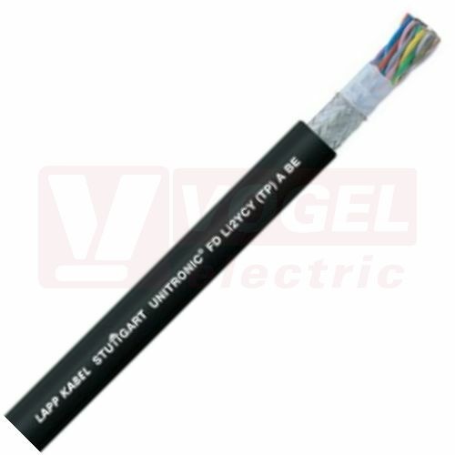 Unitronic FD Li2YCY (TP) A BE 10x2x0,14mm2 kabel datový párový stíněný, barevné žíly podle DIN 47100, černý vnější plášť z PVC, použití do ener.řetezů RAL9005 (0031384)