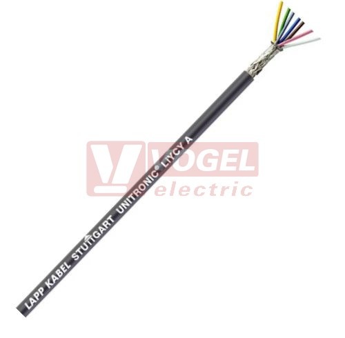 Unitronic LiYCY UL/CSA 7x0,34mm2, AWG 22/7 kabel datový stíněný s barevným značením žil podle DIN 47100, aprobace UL/CSA, plášť PVC tm.šedý (44707)