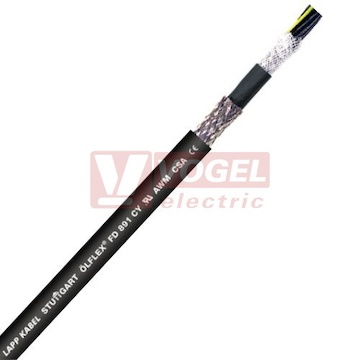 Ölflex FD 891 CY 300/500V 12G 2,5 stíněný kabel, vysoce flexibilní, do energet.řetězů, černý vnější plášť z PVC, černé čísl.žíly se zl/žl, s certifikací UL/cUL AWM (1027412)