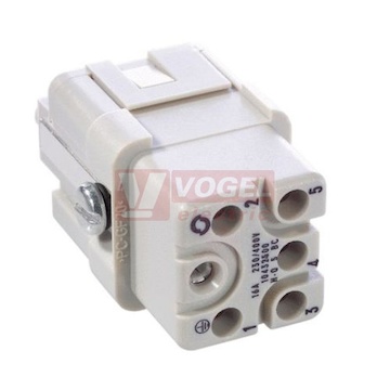 Konektor 5+1pin Z 16A/230V/400V krimpovací připojení 0,5-2,5mm2, H-Q 5 BC (10432500)