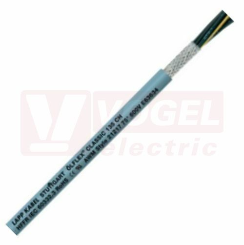 Ölflex Classic 135 CH 300/500V 2x 1,0 kabel bezhalogenový, stíněný, šedý plášť, s protipožárními vlastnostmi, černé čísl.žíly bez ze/žl (1123266)