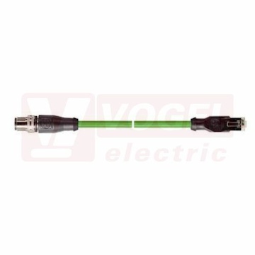 IE-EC-5-M8-S-10-P-2-26-FD-RJ45 patch kabel pro průmys.Ethernet, EtherCat, Cat.5e, M8/4-pin/přímý/vidlice/kód-A + konektor RJ45, PUR, barva zelená (RAL6018), do energetických řetězů, IP67, délka 10m (2171762)