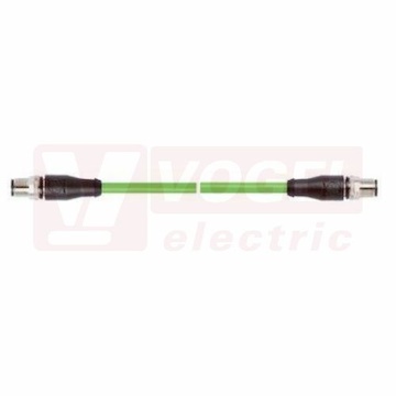 IE-EC-5-M12D-S-20-P-2-26-FD-M12D-S patch kabel pro průmys.Ethernet, EtherCat, Cat.5e, 2x M12/4-pin/přímý/vidlice/kód-D, PUR, barva zelená (RAL6018), do energetických řetězů, IP67, délka 20m (2171784)